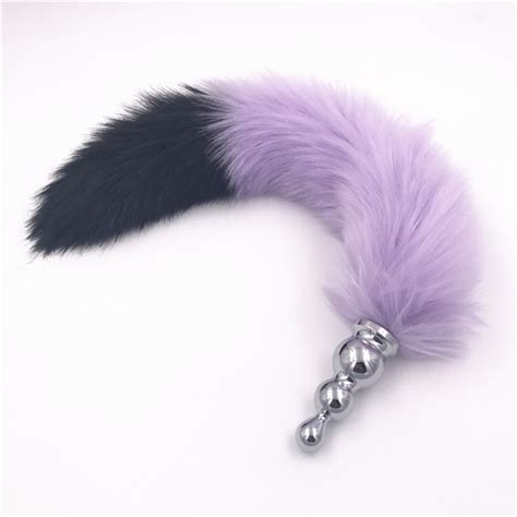 3 size anal plug stainless steel fox tail butt plug purple plush tails