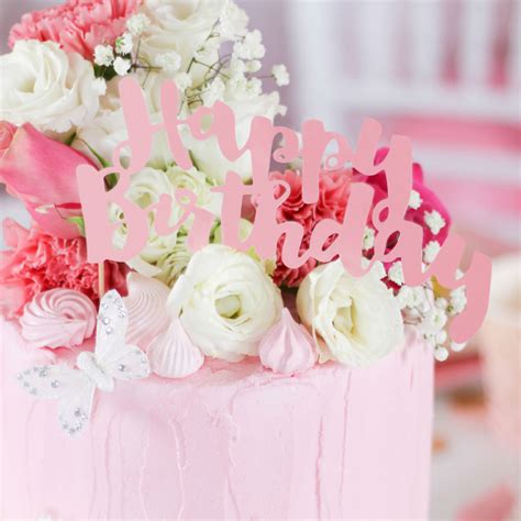 tortendekoration happy birthday  pink glaenzend die perfekte
