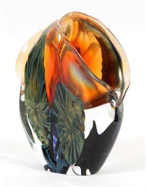 Hand Blown Signed Glass Double Vase 2002