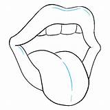 Tongue Mouth Draw Step Easy Drawing Kids Beginners Tutorial Drawings Lips Lip Learn Simple Line Rolling Stones Looking Steps Trippy sketch template