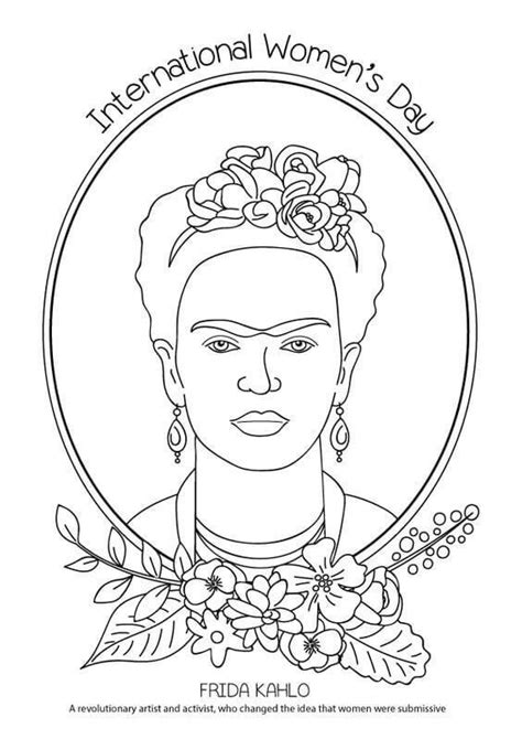 printable international womens day coloring pages frida kahlo
