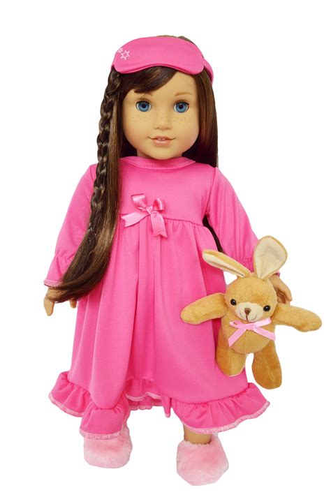 18 Inch Doll Clothes Pink Nightgown With Plush Bunny Fits American Girl