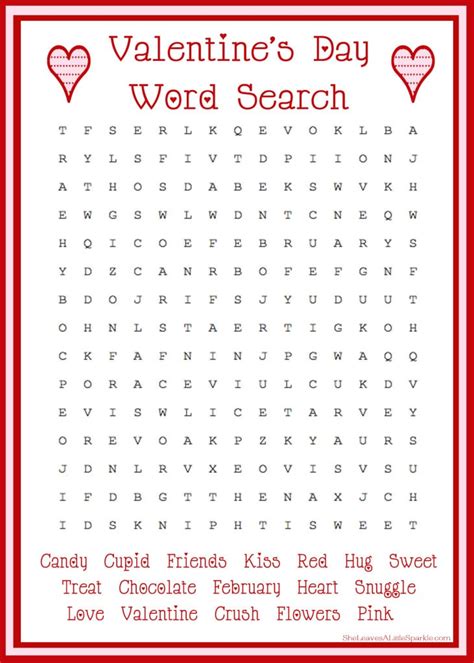 day  valentines day word search summer adams