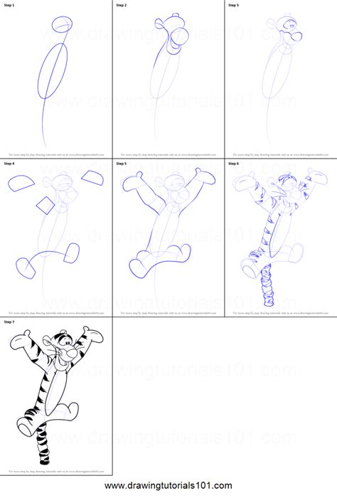 how to draw tigger from winnie the pooh printable step by step drawing