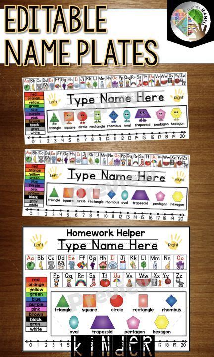 editable kindergarten desk helpers nameplates student homework helper