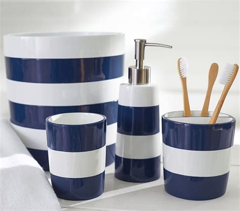 navy stripe bath accessories pottery barn kids