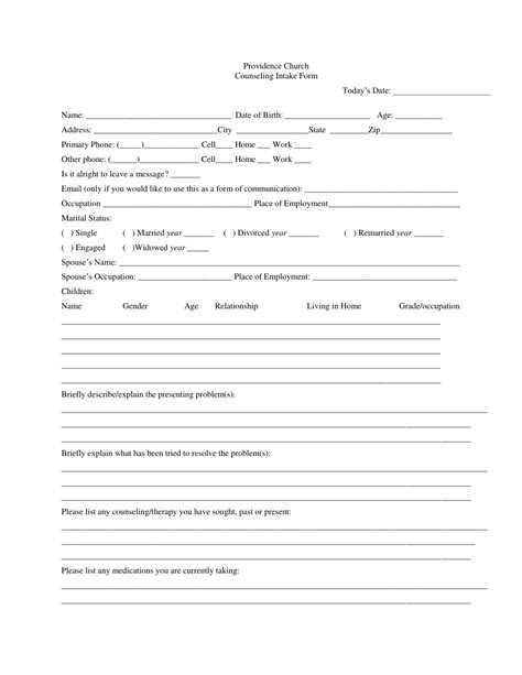 printable counseling intake forms