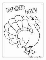 Coloring Pages Thanksgiving Easy Turkey Kids Simple Preschoolers Adults sketch template