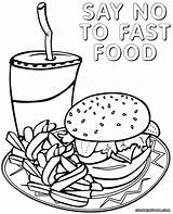 Food Coloring Pages Fast Printable Print Cartoon Color Sheet Fastfood Getcolorings Coloringway sketch template