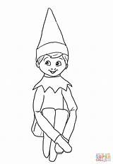 Coloring Elf Shelf Pages Printable Print sketch template