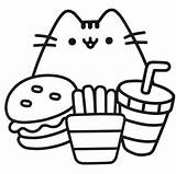 Pusheen Coloring Pages Food Getcoloringpages Cat sketch template