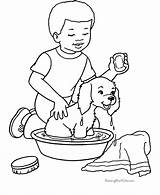 Coloring Pages Dog Dogs Printable Bathing Boy His Print Kids Bath Playing Puppy Animal Color Colouring Clipart Raisingourkids Time Pets sketch template