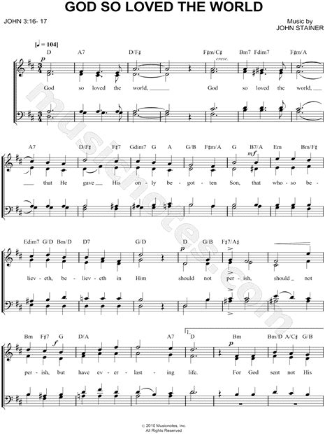 John Stainer God So Loved The World Satb Choir Choral Sheet Music In
