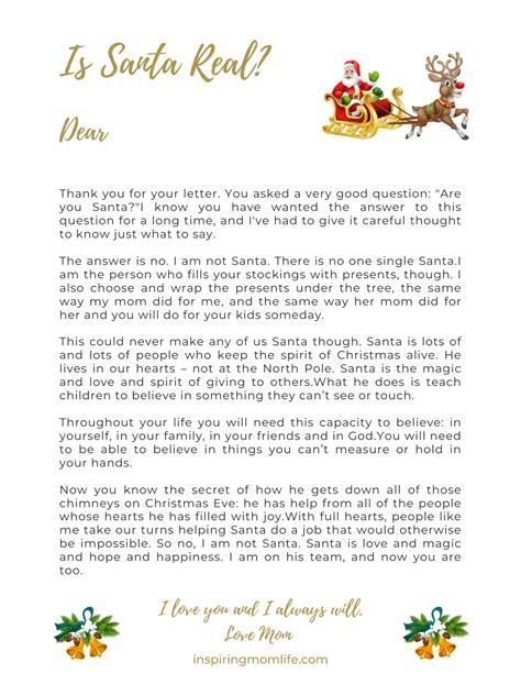santa real  letter explaining santa claus   kids