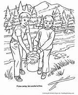 Coloring Pages Forest Fire Arbor Safety Camping Honkingdonkey Kids Holiday Nature Trees Careful Put Camp Care Planting Tree Popular sketch template
