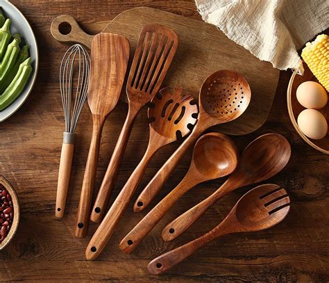 wooden kitchen utensils set wooden spoons  cooking natural etsy