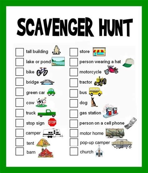 scavenger hunt lists  kids
