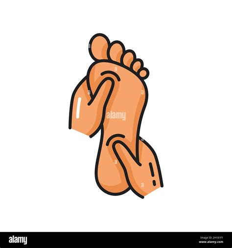 foot massage pedicure and spa footcare procedure isolated outline icon