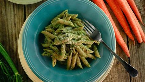 carrot top pesto with whole grain penne rachael ray show