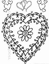 Coloring Pages Vine Flower Heart Printable Hearts Valentines Vines Valentine Getcolorings Color Getdrawings sketch template