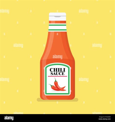 Chili Pepper Sauce Bottle Vector Illustration Stock Vector Image And Art