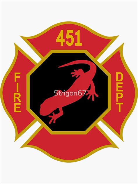 firemen logo fahrenheit  black red  gold  white background sticker  sale