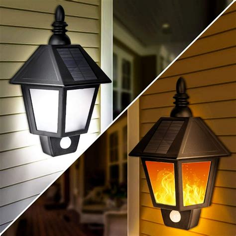solar lights outdoor    sconce decorative flickering flame wall