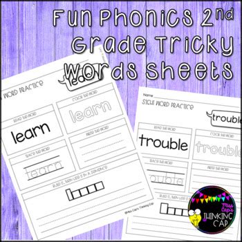 fundations level  trick words worksheets   caps thinking cap