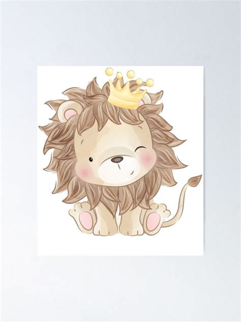 baby lion wearing  king crown lion king   jungle poster