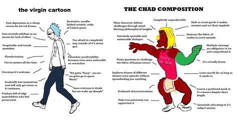 the virgin cartoon vs the chad composition virginvschad