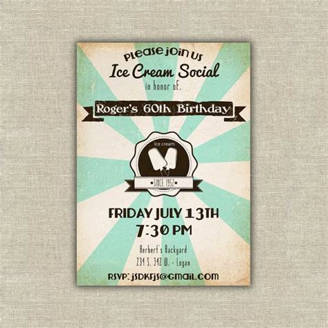 retro ice cream social invitations