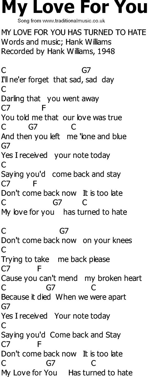 country song lyrics  chords  love