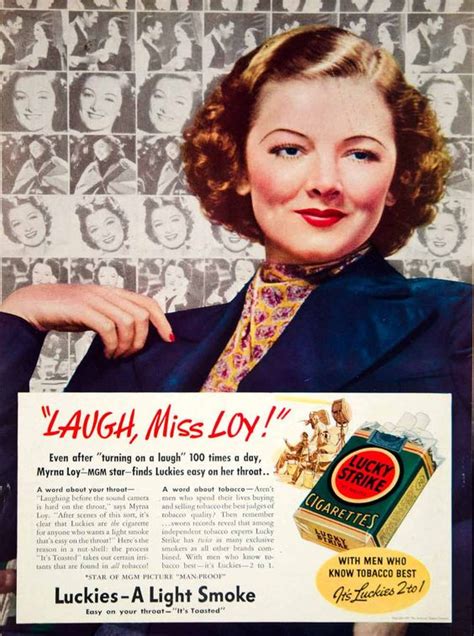 1938 ad lucky strike cigarettes myrna loy movie star