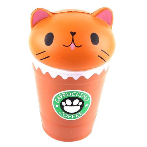 kawaii squishies jumbo cappuccino coffee cup cat gags practical jokes toy squish antistress