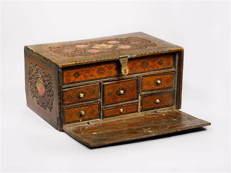 bonhams a qajar lacquered wooden workbox persia 19th century