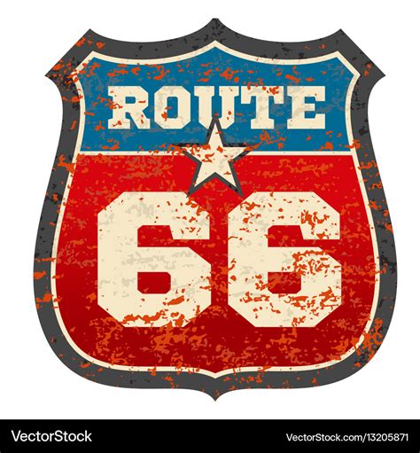 vintage route  road sign  grunge distressed vector image