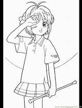 Sakura Coloring Pages Cardcaptor Library Clipart Card sketch template