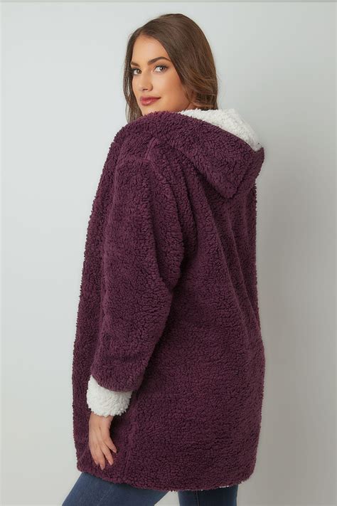 burgundy reversible fleece coat  hood  size