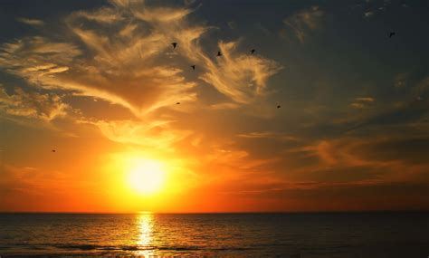 sun setting over the ocean hd wallpaper background image