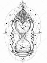 Hourglass Antica Clessidra Isolata Decorativa Sopra Dotwork Vgorbash sketch template