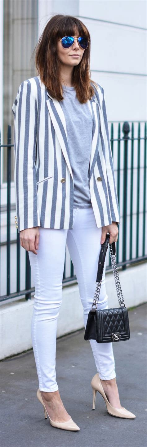 striped blazer outfit idea striped blazer outfit
