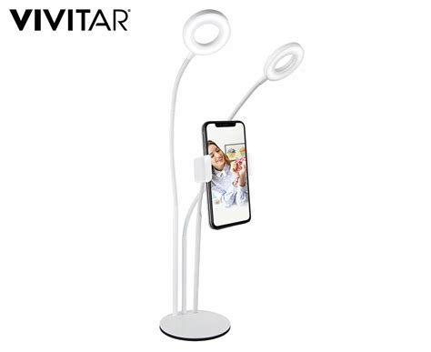 Vivitar 3 In 1 Desktop Selfie Stand W Ring Lights White Nz
