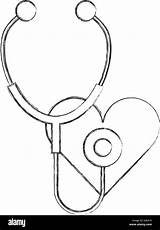 Heart Stethoscope Medical Alamy Stock sketch template