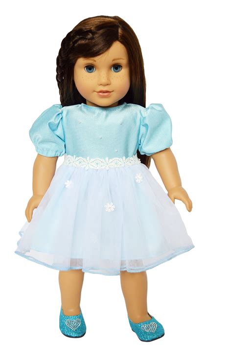 doll clothes blue dress fits 18 inch dolls such as american girl dolls