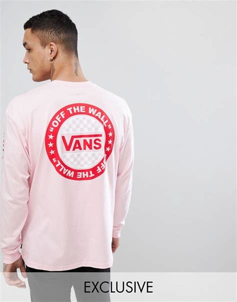 vans vans oversized long sleeve  shirt  pink exclusive  asos