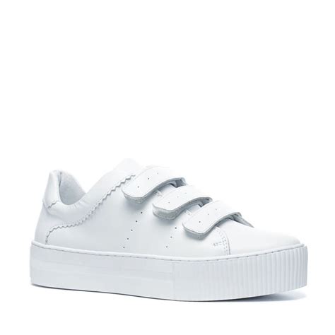 witte sneakers met klittenband sneaker schoenen schoenen dames