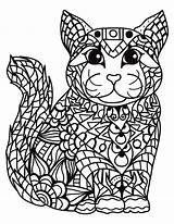 Fargelegge Katt Coloring Zentangle Bilde Easy Pages Print Fargelegging Getcolorings Printable Cat sketch template