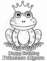 Frog Coloring Birthday Printable Prince Princess Pages Party Color Personalized Activity Happy Frogs Colouring Favor Etsy Kids Sheets Drawing Childrens sketch template