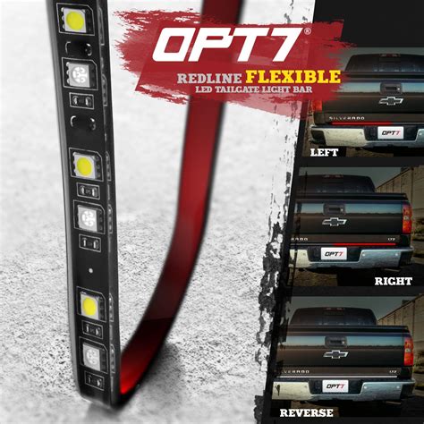 opt  redline flexible led tailgate light bar tricore led weatherproof  drill install