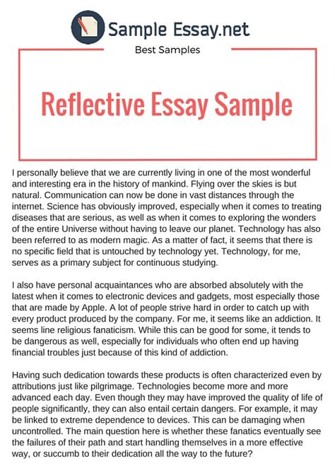reflective essay   stand   sample essay